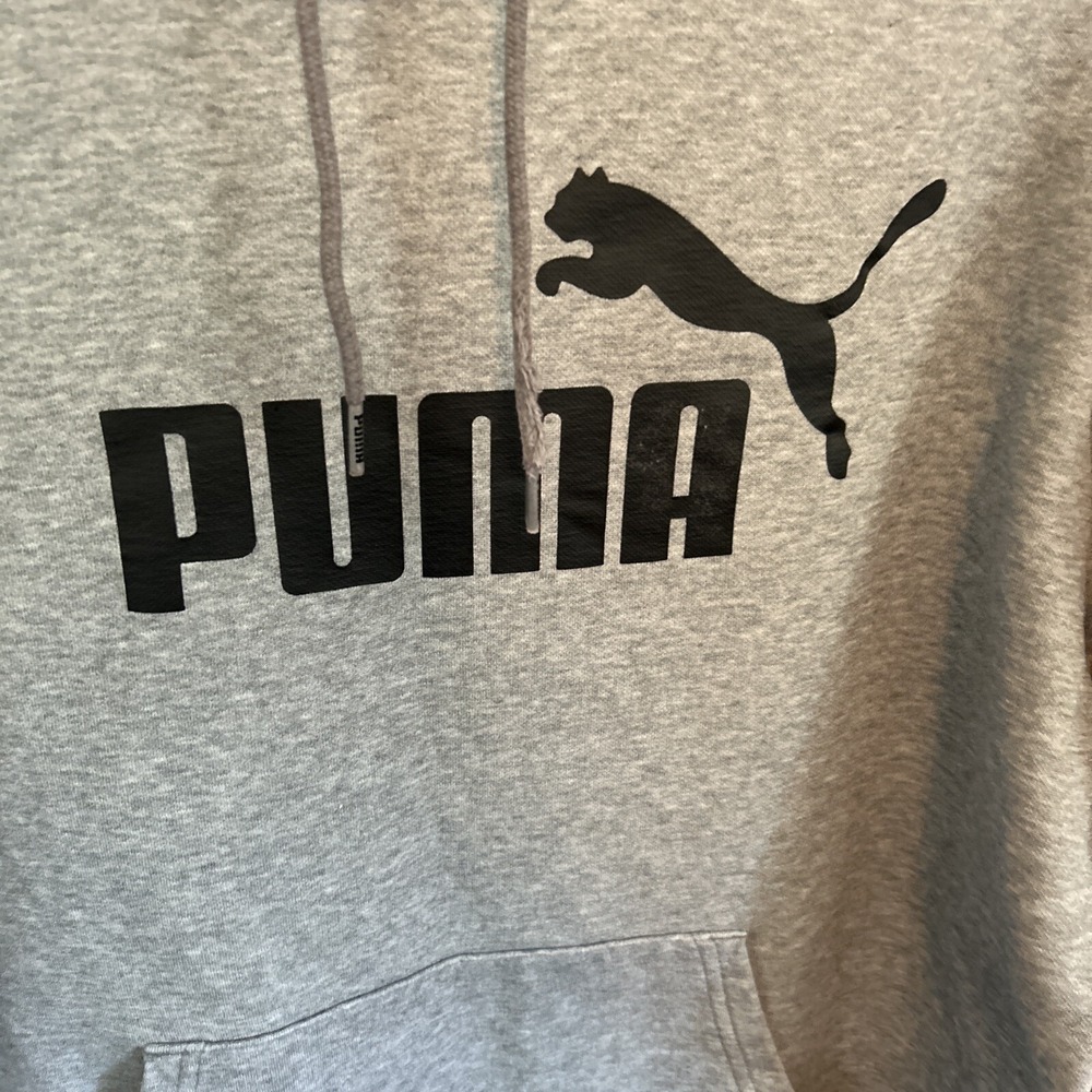 Boys Gray Size Large PUMA Hoodie Sweatshirt Top - Picture 2 of 4